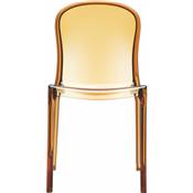 Chaise design empilable 'Glam' transparente ambre avec 4 pieds