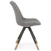 Chaise design style vintage 'MODENA' tissu pied de poule 4 pieds en bois noir et métal brossé doré