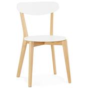 Chaise scandinave 'Gävle' blanche avec 4 pieds en bois massif