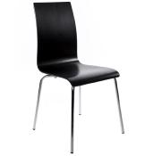 Chaise design 'La' en bois noir avec 4 pieds chrom