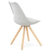 Chaise scandinave design 'Sueden' grise avec 4 pieds en bois naturel