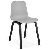 Chaise design 'Parkwood Black Edition' grise avec 4 pieds en bois noir