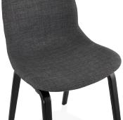 Chaise moderne 'Teknik Blackwood' en tissu gris foncé avec 4 pieds en bois noir