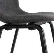Chaise moderne 'Teknik Blackwood' en tissu gris foncé avec 4 pieds en bois noir