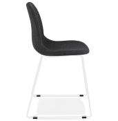 Chaise design empilable 'Teknik White' en tissu gris foncé pieds tréteaux en métal blanc