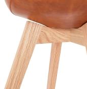 Chaise scandinave design 'Halmstad' marron avec 4 pieds en bois naturel