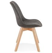 	Chaise design 'Milano' en microfibre grise avec 4 pieds en bois naturel