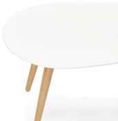 Tables basses scandinaves gigognes ovales 'Sisko' plateau bois blanc 3 pieds en bois - 116 x 66 cm