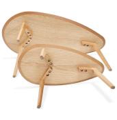 Tables basses gigognes ovales scandinave 'HYGGE' plateau en bois naturel avec 3 pieds en bois - 100 x 50 cm