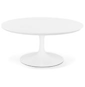 Table basse ronde 'KONTOUR WHITE MINI' blanche et pied en métal blanc - Ø 90 cm