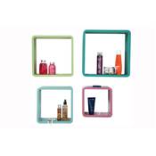 Etagères cubes murales design multicouleurs tons pastel - Set de 4