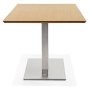 Table à diner / de salle à manger 'Tvillin' plateau bois pied central en acier brossé - 180 x 90 cm