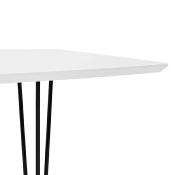 Table / table de réunion extensible 'Rym' blanche bois mat 4 pieds en métal noir - 170(270) x 100 cm