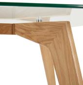 Table / bureau droit scandinave 'STORSKANÖR' plateau en verre 4 pieds en bois naturel - 180 x 90 cm