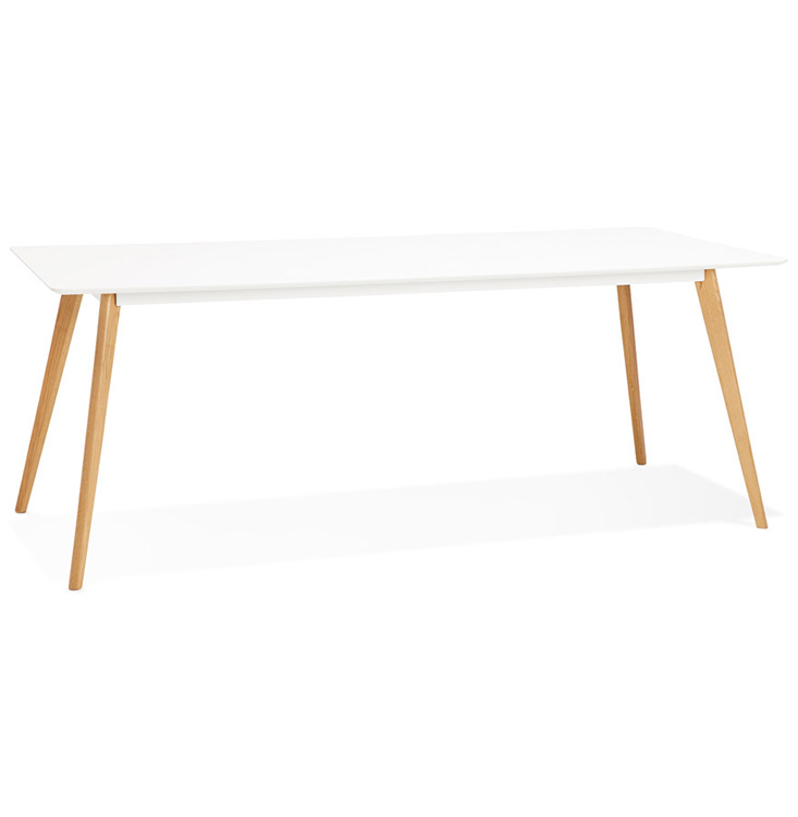 Table / bureau droit scandinave 'Bolnäss XL' en bois blanc 4 pieds bois naturel – 200 x 90 cm
