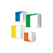 Etagères cubes murales design laquées multicolores - Set de 4