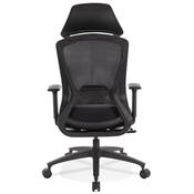 Fauteuil de bureau design à roulettes dossier haut 'OFFICE' tissu et tissu maillé noir pieds noir