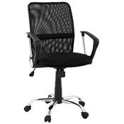 Fauteuil de bureau design à roulettes dossier bas 'SEDUTA' tissu noir resillé pieds en métal chromé