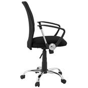 Fauteuil de bureau design à roulettes dossier bas 'SEDUTA' tissu noir resillé pieds en métal chromé