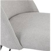 Fauteuil design 'ART' en tissu gris clair avec 4 pieds en métal noir