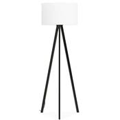 Lampadaire trépied scandinave 'Stätiv' abat-jour en tissu blanc 3 pieds en métal noir