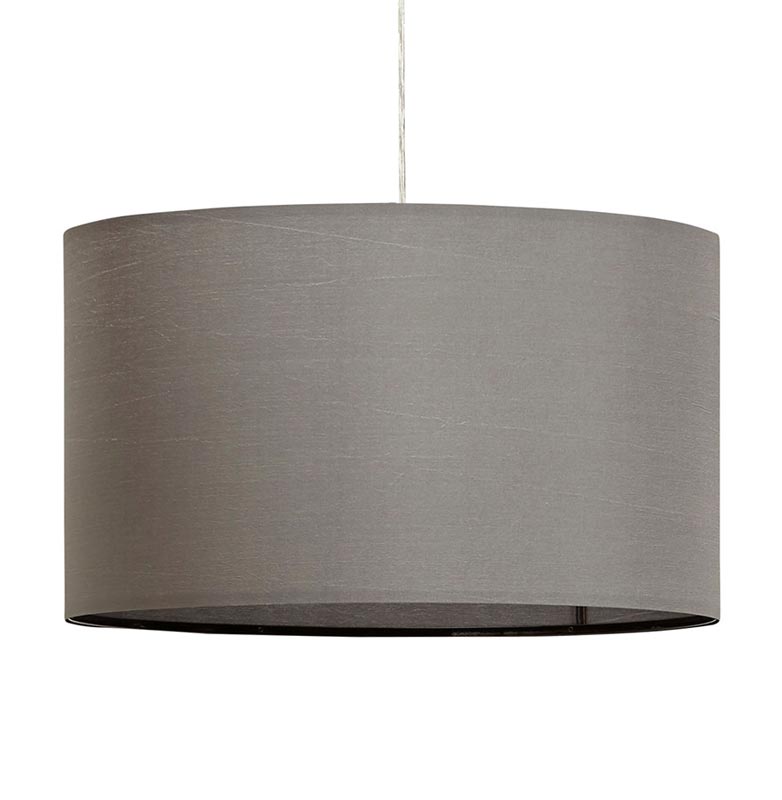 Suspension design cylindrique 'Lyster' en tissu gris réglable en hauteur