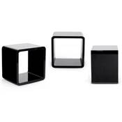 Cube de rangement / chevet design 'Kub' empilable en bois laqué noir