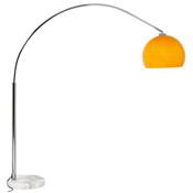 Lampadaire design 'Arc' abat-jour orange structure en mtal chrom socle en marbre