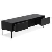 Meuble TV design 'STREAM' en bois noir avec 4 pieds en métal noir - 160 x 45 cm