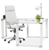 Fauteuil de Bureau design à roulettes 'ATOS' en tissu gris avec pieds en métal