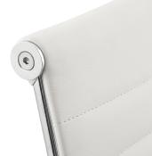 Fauteuil de Bureau design à roulettes et dossier haut 'GREATERS' blanc avec pieds en métal chromé