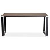 Bureau de direction droit design 'Business' plateau noyer pieds métal noir et chromé – 160 x 80 cm