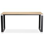 Bureau de direction droit design 'Business' bois naturel pieds métal noir et chromé – 160 x 80 cm