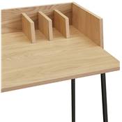 Petit bureau droit / table de travail design 'RAFFINE' bois naturel pieds métal noir - 120 x 60 cm
