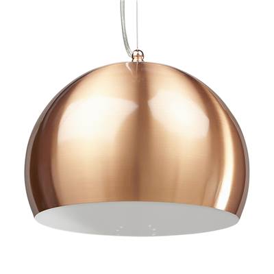Suspension design ronde 'ARC' en métal cuivré sur l'extérieur et métal blanc a l'intérieur