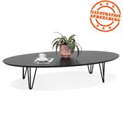 Grande table basse style industriel ovale 'DANA' plateau bois noir pieds en métal noir - 110 x 80 cm