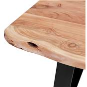 Table basse style industriel 'LITTLE BARNE' bois massif pieds tréteaux en métal noir - 115 x 65 cm