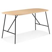 Petite table / bureau droit industriel 'SPLEEN' plateau en bois 4 pieds en métal noir – 142 x 74 cm