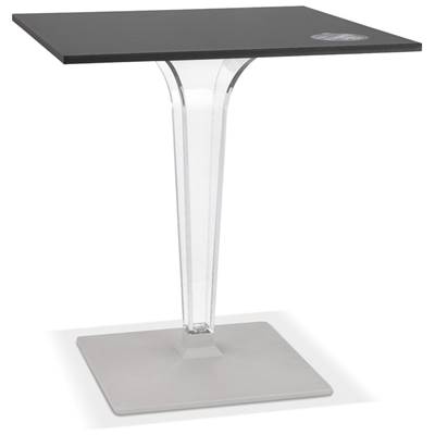 Table carrée intérieur / extérieur 'RAMO' noire pied central transparent et gris - 80 x 80 cm