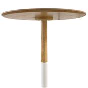 Table d'appoint guéridon design ronde 'DUBELZON' tablette bois pied central métal blanc - Ø 40 cm