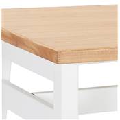 Table bar Mange-debout design 'BARAS' bois massif naturel non traité pied métal blanc - 150 x 60 cm