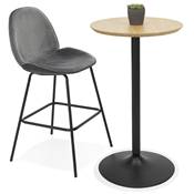 Table de bar haute ronde 'CONTY' en bois naturel avec pied central en métal noir – Ø 60 cm