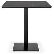Petite table industriel carré 'FERRO' en bois noir pied central en métal noir – 68 x 68 cm
