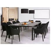 Table réunion / bureau bench design 'BIG AFER' bois noir pieds métal noir et chromé - 140 x 140 cm