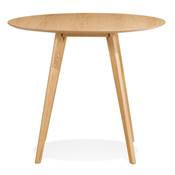Table / table de réunion scandinave ronde 'SMALL SOLNÄ' plateau et 4 pieds bois naturel – Ø 90 cm