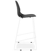 Tabouret de bar empilable design 'GREAT' noir avec pieds tréteaux en métal blanc dossier haut