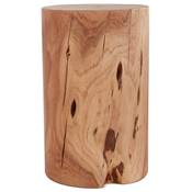 Tabouret bas en tronc d'arbre en bois massif d'Acacia