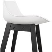 Tabouret de bar design 'CHAIRMAN BLACK EDITION' blanc avec 4 pieds en bois noir dossier haut