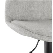 Tabouret de bar réglable 'BAROK' pivotant tissu gris clair pied repose pieds métal noir dossier haut