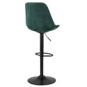Tabouret de bar réglable 'BAROK' pivotant velours vert pied et repose pieds métal noir dossier haut